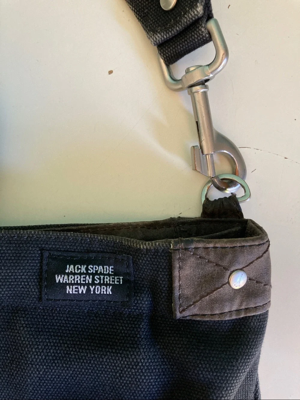 Jack Spade Warren Street Canvas Briefcase Messenger Bag Black Laptop